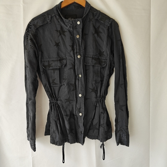 Rails Trey Jacket in Charcoal Oversized Stars Linen Blend Zip Button Size Small - Picture 8 of 14